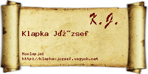 Klapka József névjegykártya