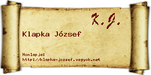 Klapka József névjegykártya